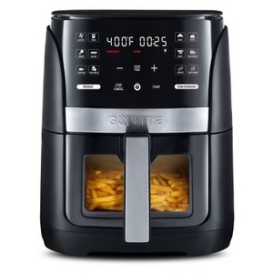 lot 3703 image: $70 Gourmia 6-Qt Digital Window Air Fryer, 12 Presets, Guided Cooking
