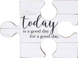 lot 3754 image: NIKKY HOME Distressed White Wood Puzzle Piece Wall Plaque Signs