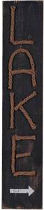 lot 3762 image: NIKKY HOME Jute Rope Lake Sign This Way Wood Wall Plaque Black