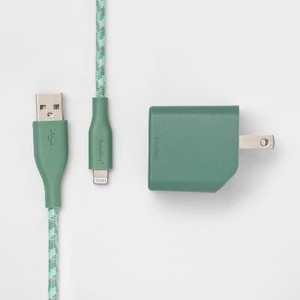 lot 3774 image: heyday 2-Port Wall Charger 15W USB-C & 5W USB-A (Lightning Cable)