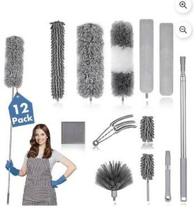 lot 10579 image: Duster Cleaning Kit with Extendable Handle, Gray