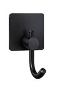 lot 10581 image: Matte Black Towel Hooks With Adhesive Backing, 12 Pack