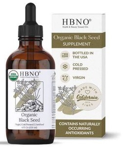 lot 10585 image: HBNO Organic Black Seed Oil, 4 fl oz