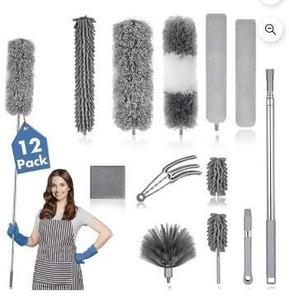 lot 10598 image: Duster Cleaning Kit with Extendable Handle, Gray