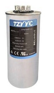 lot 10607 image: 405 MFD 370V440V Dual Run Start Round AC Capacitor, Lot of 2
