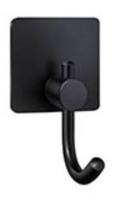 lot 10610 image: Matte Black Towel Hooks With Adhesive Backing, 12 Pack