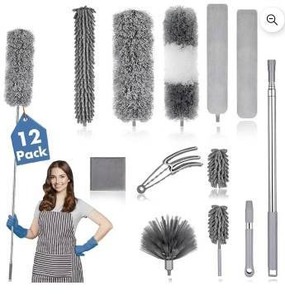 Duster Cleaning Kit with Extendable Handle, Gray