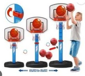 lot 10628 image: Kids Adjustable Basketball Hoop Set with Balls