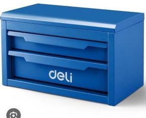 DELI Steel Tool Box Portable 2 Drawer Small 10 inch