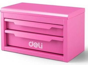 lot 10636 image: Pink Metal Desktop Storage Organizer with Drawers