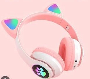 lot 10642 image: Kids Bluetooth Wireless Cat Ear Headphones with LED Lights