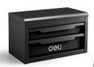 lot 10668 image: Deli Mini Black Metal Tool Box