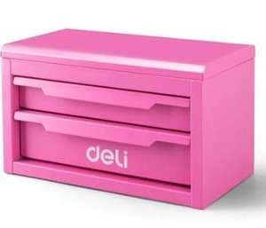 lot 10669 image: Deli Mini Pink Metal Tool Box