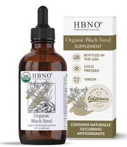 lot 10673 image: HBNO Organic Black Seed Oil, 4 fl oz