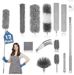 lot 10676 image: Duster Cleaning Kit with Extendable Handle, Gray