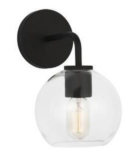 lot 10682 image: Wall Sconce With Glass Globe, Black