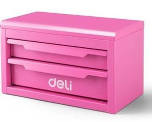 lot 10695 image: Deli Mini Pink Metal Tool Box
