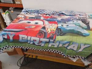 lot 10696 image: Cars Theme Happy Birthday Banner, 2 Pack