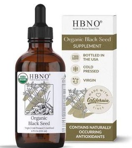 lot 10700 image: HBNO Organic Black Seed Oil, 4 fl oz
