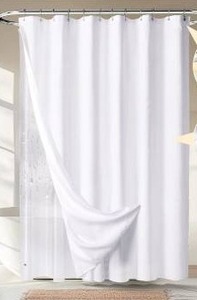 lot 10708 image: River Dream Waffle Shower Curtain, White