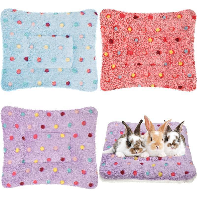 lot 8219 image: Jetec 3 Pcs Bunny Guinea Pig Beds Soft Bunny Mats Warm Guinea Pig Mat Small Animal Winter Bed Pads Fleece Sleeping Pads for Indoor Rabbit Hamster Squirrel Hedgehog Chinchilla Ferret(Dots)
