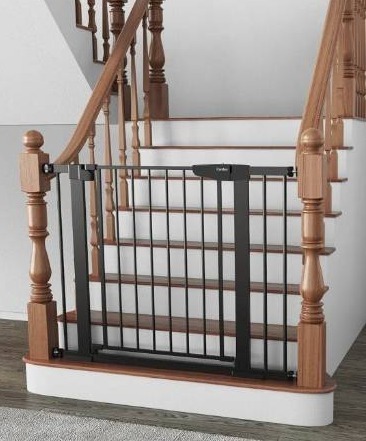 lot 4927 image: Cumbor 29.7-40.6 Baby Gate for Stairs, Baby Essential Safety Gate, Moms Choice Awards Winner-Dog Gate for Doorways, Pressure Mounted Auto-Close Pet Gates for Dogs Indoor, Durable Child Gate, Black