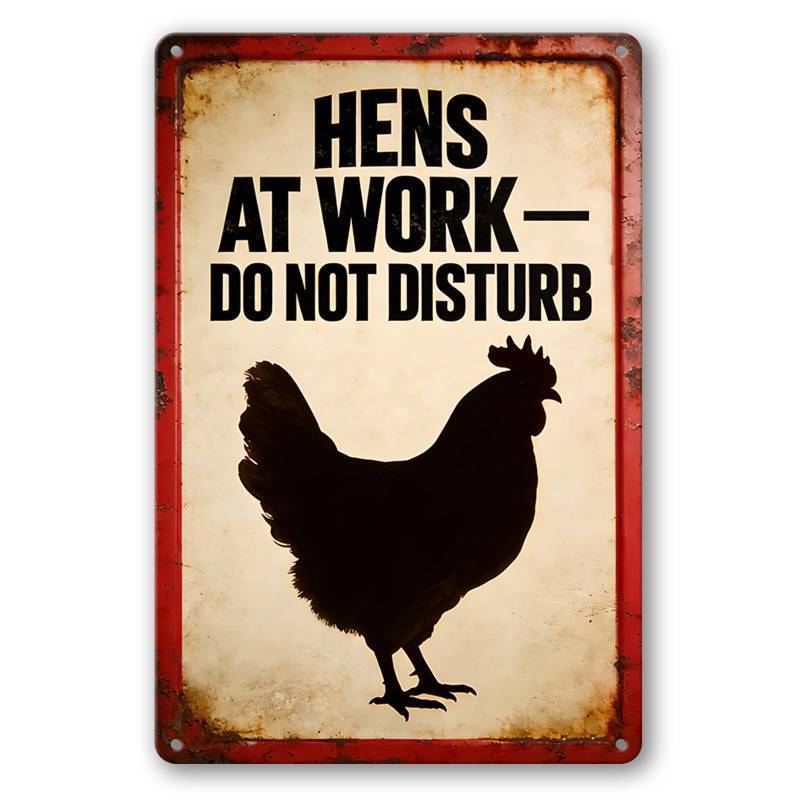 lot 2284 image: Funny Warning Chicken Sign, Chicken Decor Outdoor Aluminum Farm Notice for Coop Gate or Backyard Wall, Rustic Humor Country Style, Weatherproof 8x12 Inch, Chicken Coop Accessories