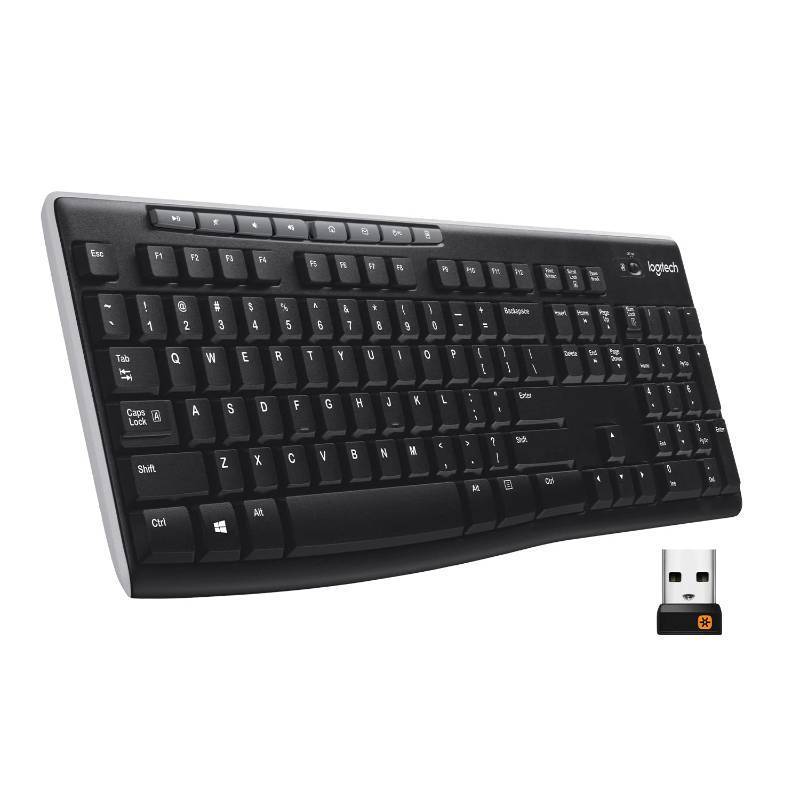 lot 9738 image: Logitech K270 Wireless Keyboard for Windows, 2.4 GHz Wireless, Full-Size, Number Pad, 8 Multimedia Keys, 2-Year Battery Life, Compatible with PC, Laptop, Black