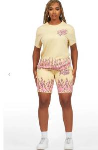 lot 7110 image: arais beige t-shirt short set