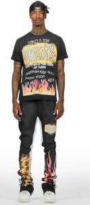 lot 7117 image: beno blackyellow t-shirtstacked flare track set Medium