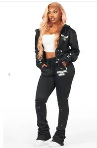 lot 7124 image: halloway black zip up super stacked trackset Medium