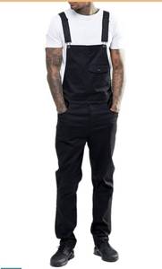lot 7142 image: Mens Jeans Jumpsuits Distressed Denim Bib Overalls for Men Black Suspender Pants,2XL