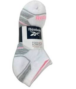 lot 7164 image: Reebok Ladies Cushion Low Cut Performance Training Socks, 8 Pair (White, 4-10)