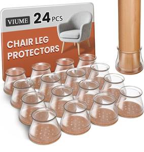lot 7182 image: 24 Pcs Chair Leg Floor Protectors for Hardwood Floors Silicone Covers Felt Pads Furniture Leg Caps Anti-Scratch Reduce Noise Fit (1-516 to 2