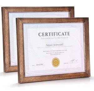 lot 7191 image: Emfogo Certificate Frames 8.5 x 11 Picture Frames Diploma Frame with Stand Rustic Wood Document Frame with High Definition Glass for Wall or Tabletop Display Set of 2 Carbonized Black