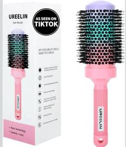 lot 7196 image: Round Brush for Blow Out - 2.1 Inch Large Nano Thermal Ceramic & Ionic with Boar Bristles - Salon Blow Drying Hair Brush for Drying,Volumizing, Curling, Shine & Smooth Styling