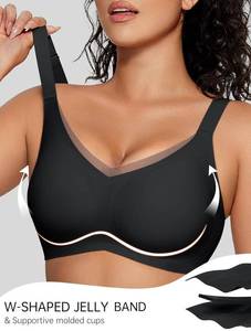 lot 7197 image: OEAK Womens Wireless Jelly Bras V Mesh Comfortable Bralette Supportive Tshirt Bra No Underwire Seamless Push Up Everyday Bras Large