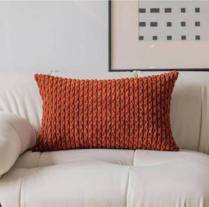 lot 7204 image: Kevin Textile Fall 14x20 Inch Pillow Cover 1 Pack Boho Decorative Soft Striped Corduroy Lumbar Farmhouse Solid Color Accent Rectangle Cushion Case for Living Room Couch Sofa Bed, Burnt Brick