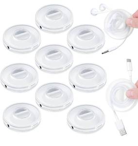 lot 7214 image: 9 Pcs Charging Cord Organizer Portable Charger Cord Holder Round Storage Cable Winder Retractable Cable Management Flexible USB Cable Reel for Home Office Classroom, Transparent