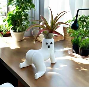 lot 7215 image: Ghost Planter Cute Big Booty Body Shaped Planter,Hilarious Air Plant Holder, Resin Air Fern Display Stand Prank Gift Decor for Indoor Outdoor Home Office