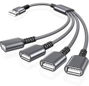 lot 7224 image: Basesailor USB Splitter 1 In 4 Out 1FT,USB Y Cable,USB A Male to Four Female Extension Cord Adapter,4 Port Multi Multiport Extender Hub,Double Dual Data Power Charger Split For Car,Xbox,PS4,PS5,Laptop