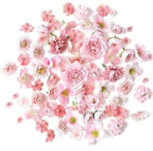lot 7237 image: Floroom Mini Artificial Flower Heads Pink & Blush Fake Peony Daisy Rose Multicolor Small Faux Silk Flower Heads for Cake Craft Garland Wedding Party Graduation Cap DIY Home Decoration, 0.8-3.6