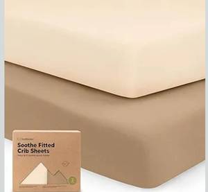 lot 7239 image: KeaBabies 2-Pack Organic Crib Sheets for Boys, Girls - 52x28 Fitted Crib Mattress Sheet Neutral, Breathable Jersey Cotton Cover for Baby Bed, Toddler Mattress, Soft & Cute Prints (Pecan)