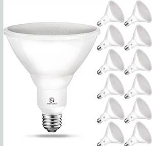 lot 7242 image: Energetic PAR38 LED Flood Outdoor Light Bulb, 5000K Daylight, 90 Watt Equivalent (11W), Wet Rated, 900LM, E26 Base, Non-Dimmable, 12 Pack