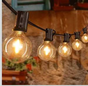 lot 7243 image: Ollny 50FT Outdoor String Lights, Waterproof Connectable Shatterproof Outside Light with 25 Edison  2 Spare LED Bulbs Plug in, Patio Lights for Indoor Balcony Porch Camping Deck