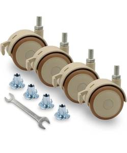 lot 7245 image: 2 Stem Casters Replacement Casters 4Pcs Threaded Swivel Furniture Caster Wheels with Brakes 90Lbs (M8-1.25 x 15mm