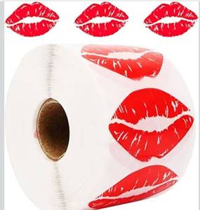 lot 7249 image: 1000 PCS Kissing Lips Stickers 2.2 x 1.4 Inch Kiss Sticker Self-Adhesive Waterproof Fade-Resistant Roll up Clear Lips Stickers for Gifts Party Handicraft Home Decoration Use Red