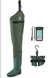 lot 7255 image: TIDEWE Hip Wader, Lightweight Hip Boot For Men and Women, 2-Ply PVCNylon Fishing Hip Wader (Green and Brown) 11