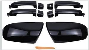 lot 7256 image: MOTOKU Black Mirror Cover and Exterior Door Handles Kit for Toyota Tundra Sequoia 2007-2022 Outer Outside Driver and Passenger Side