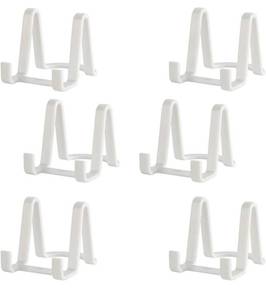 lot 7262 image: Artliving Plate Display Stands Easel Holder - 3-Inch Plastic Stand for Small Decorative Plates, Pictures and Photos - White (6-Pack)